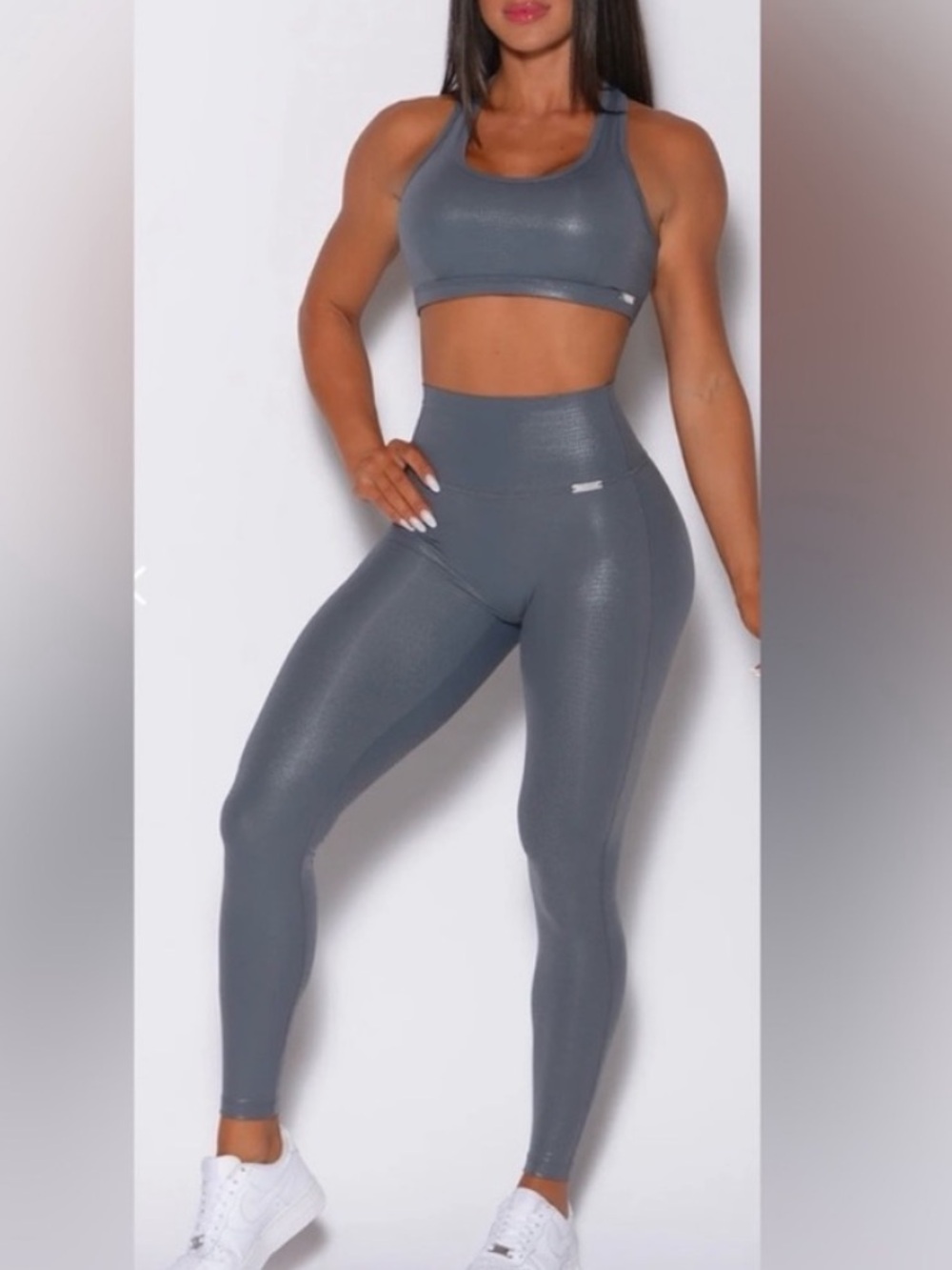 Bombshell Sportswear Gray Snake Skin Shine Legging Small
